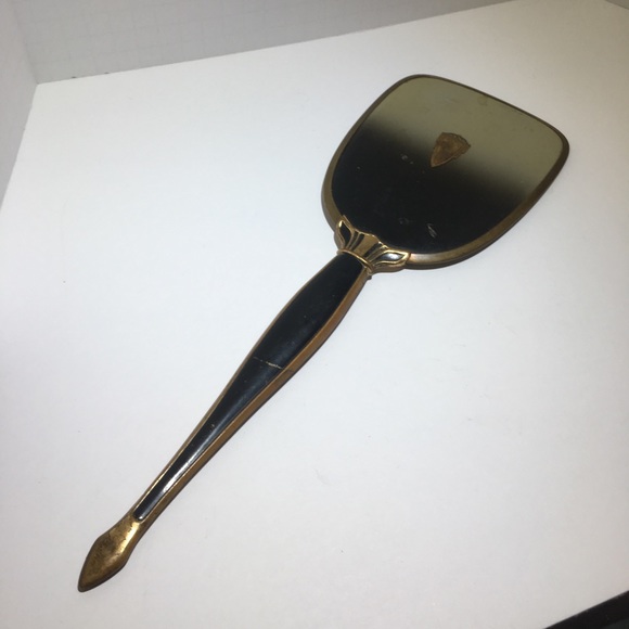 Vintage Accessories Vintage Black Enamel Handheld Large Mirror